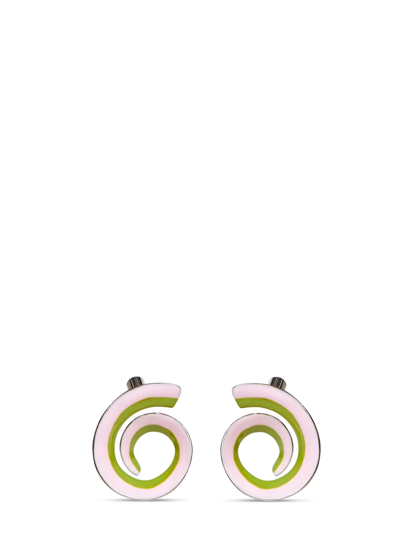 Marni Enameled Metal Spiral Earrings — Pink Латунь