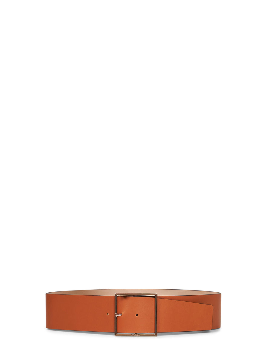 Max Mara Wide Calf Leather Belt — Brown (bos Taurus)