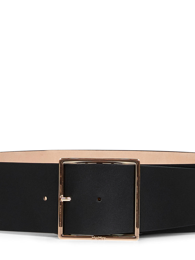 Max Mara Mxaginnico Belt — Black Calf Leather (bos Taurus)