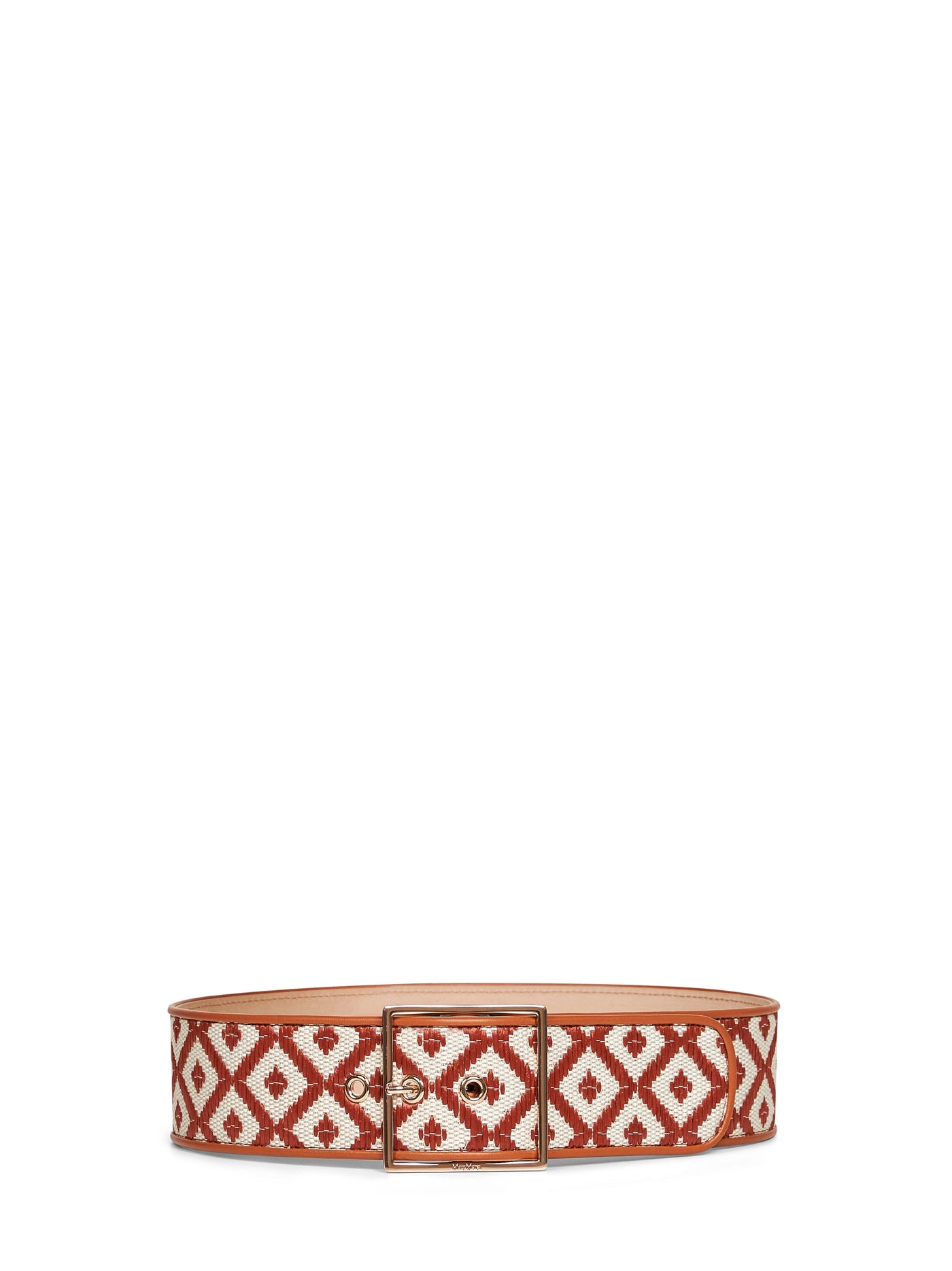 Max Mara Raffia-Effect Diamond Pattern Belt — Multicolor Cotton