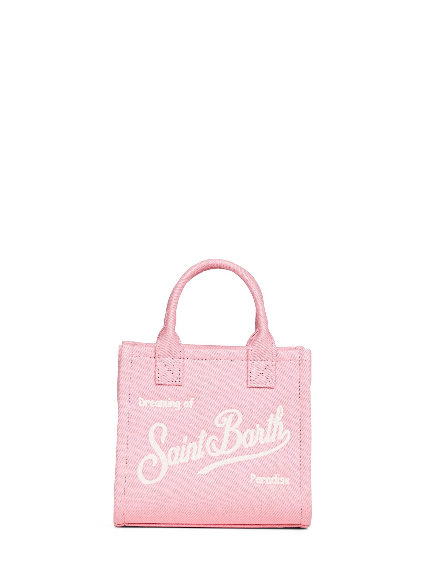 Mc2 Saint Barth Logo-Embroidered Cotton Canvas Mini Bag — Pink