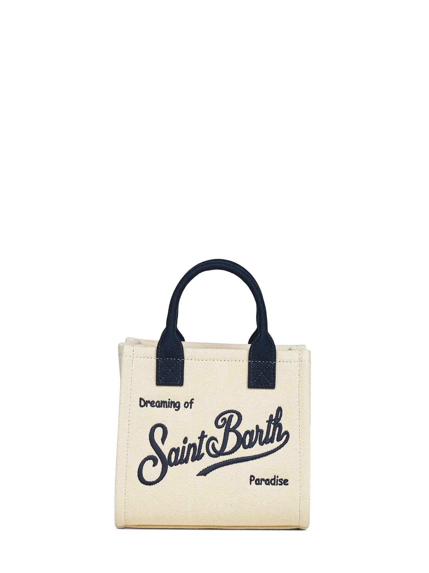 Mc2 Saint Barth Embroidered Canvas Mini Bag — Ivory Cotton