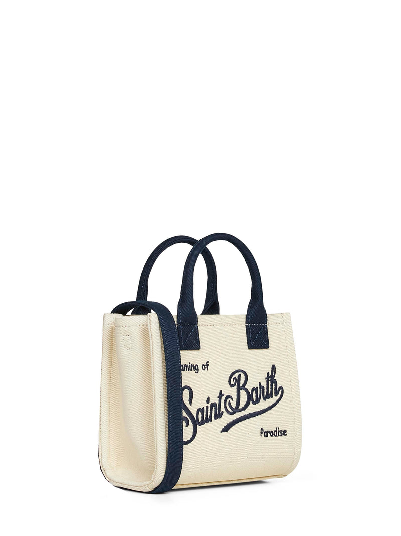 Mc2 Saint Barth Embroidered Canvas Mini Bag — Ivory Cotton
