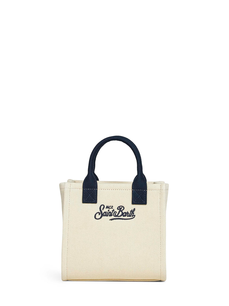 Mc2 Saint Barth Embroidered Canvas Mini Bag — Ivory Cotton