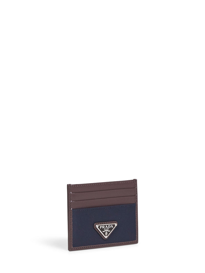 Prada Re-Nylon And Leather Colorblock Card Case — Multicolor Recycled Polyamide Wallets & Cardholders
