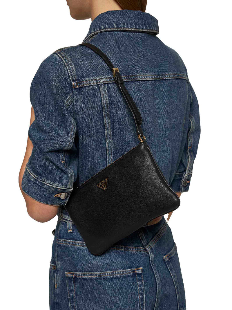 Prada Calf Leather Shoulder Bag — Black