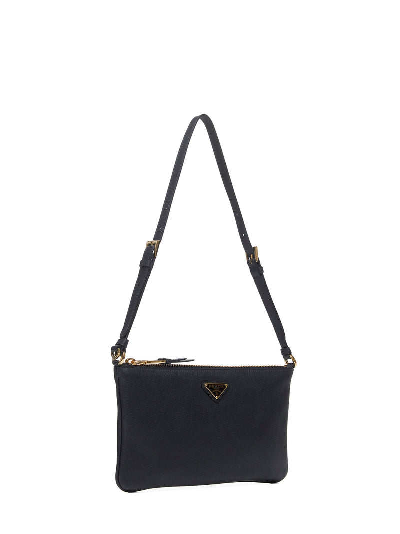 Prada Calf Leather Shoulder Bag — Black