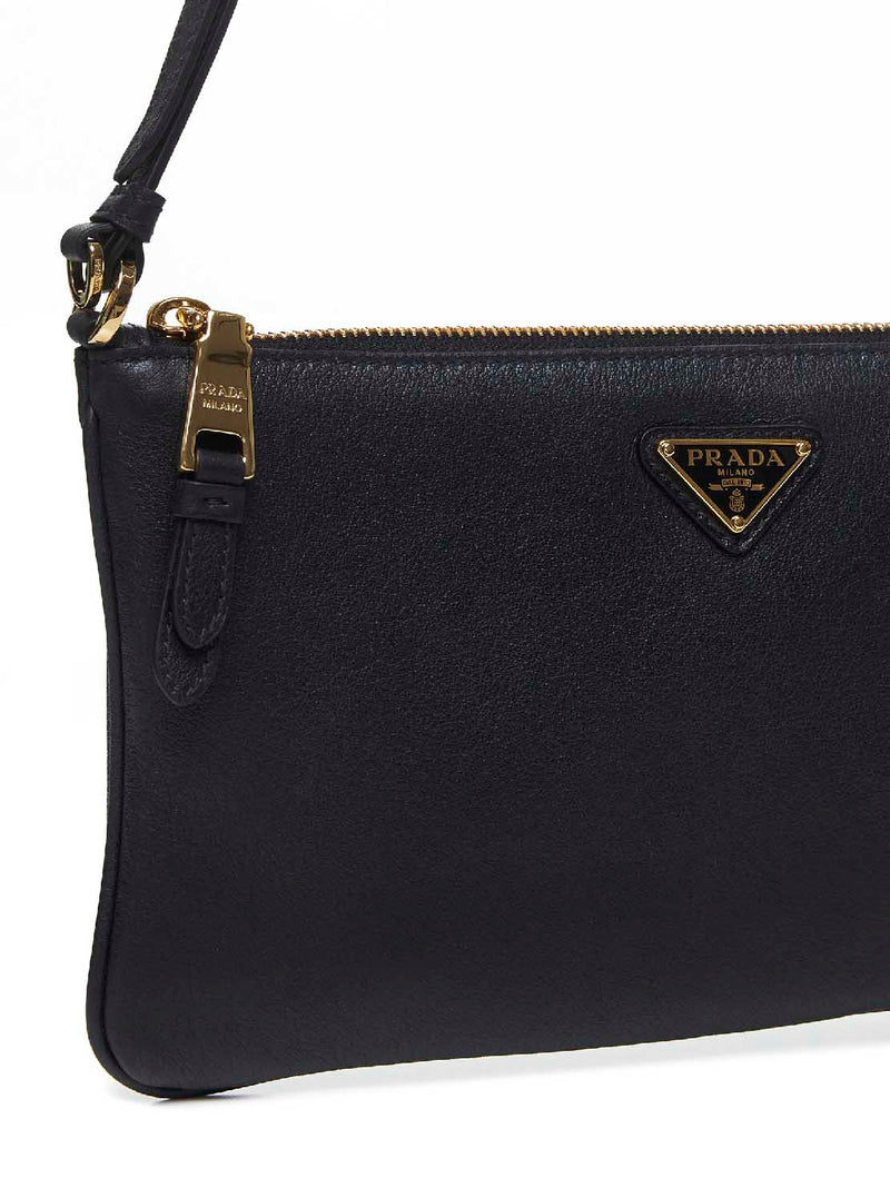 Prada Calf Leather Shoulder Bag — Black