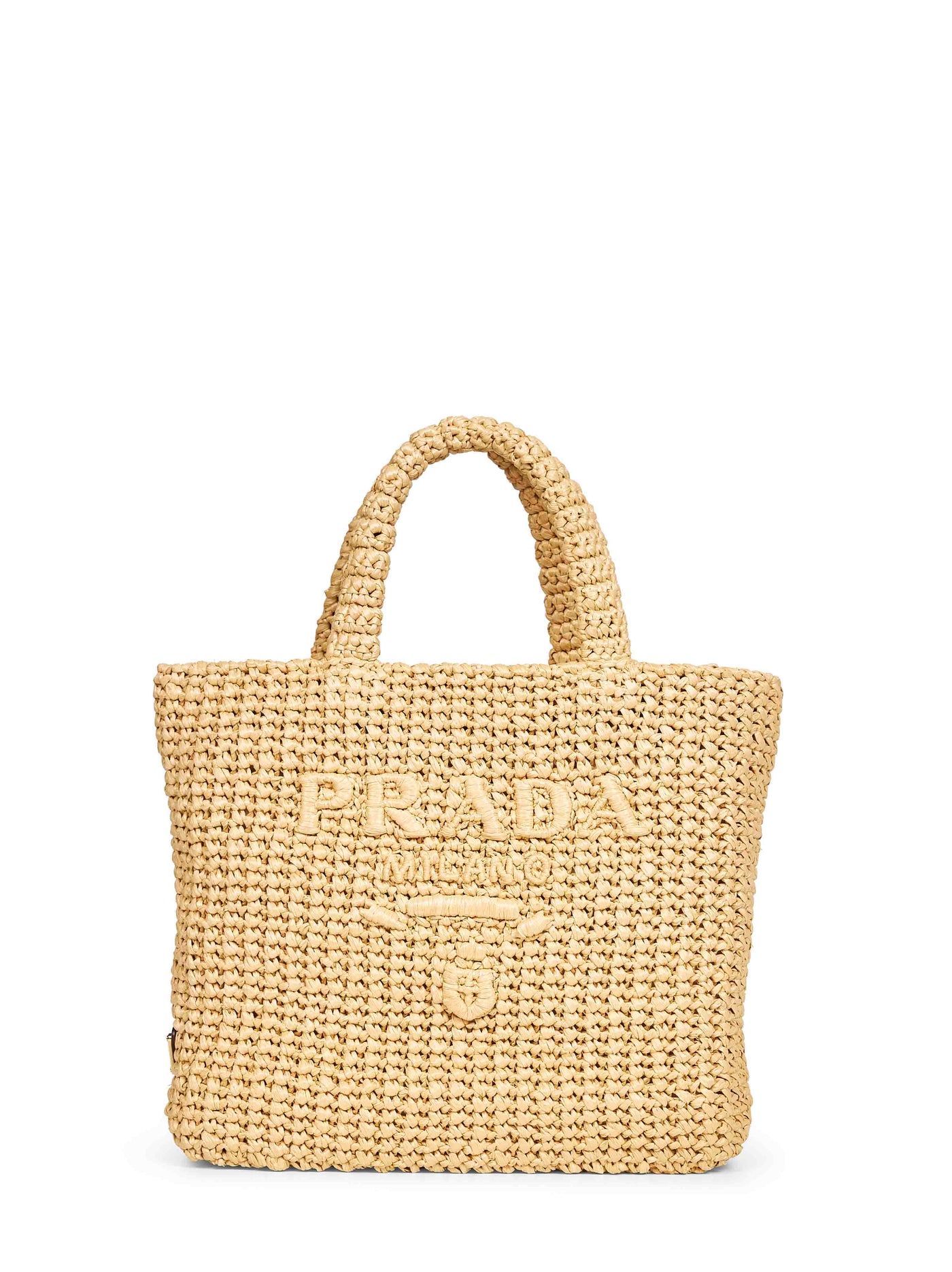Prada Raffia-Effect Crochet Viscose Tote Bag — Yellow