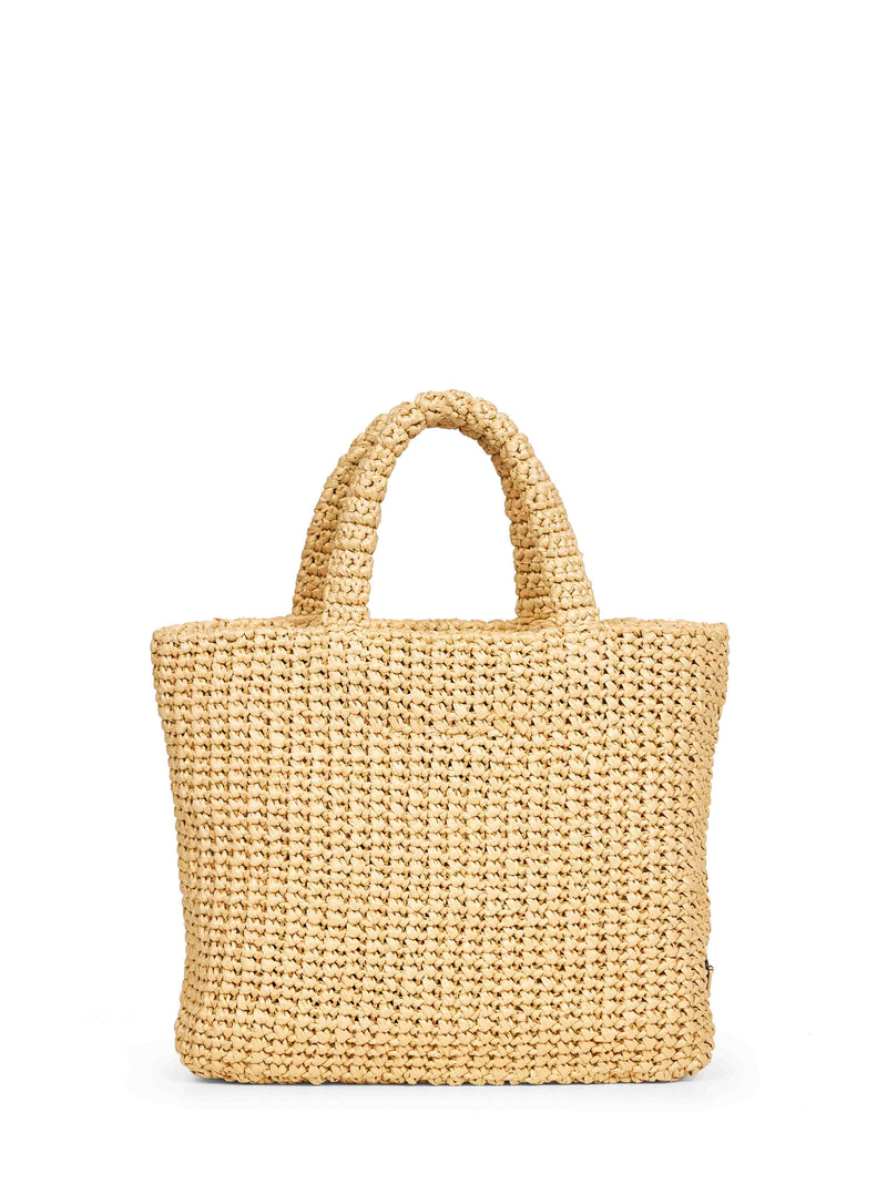 Prada Raffia-Effect Crochet Viscose Tote Bag — Yellow