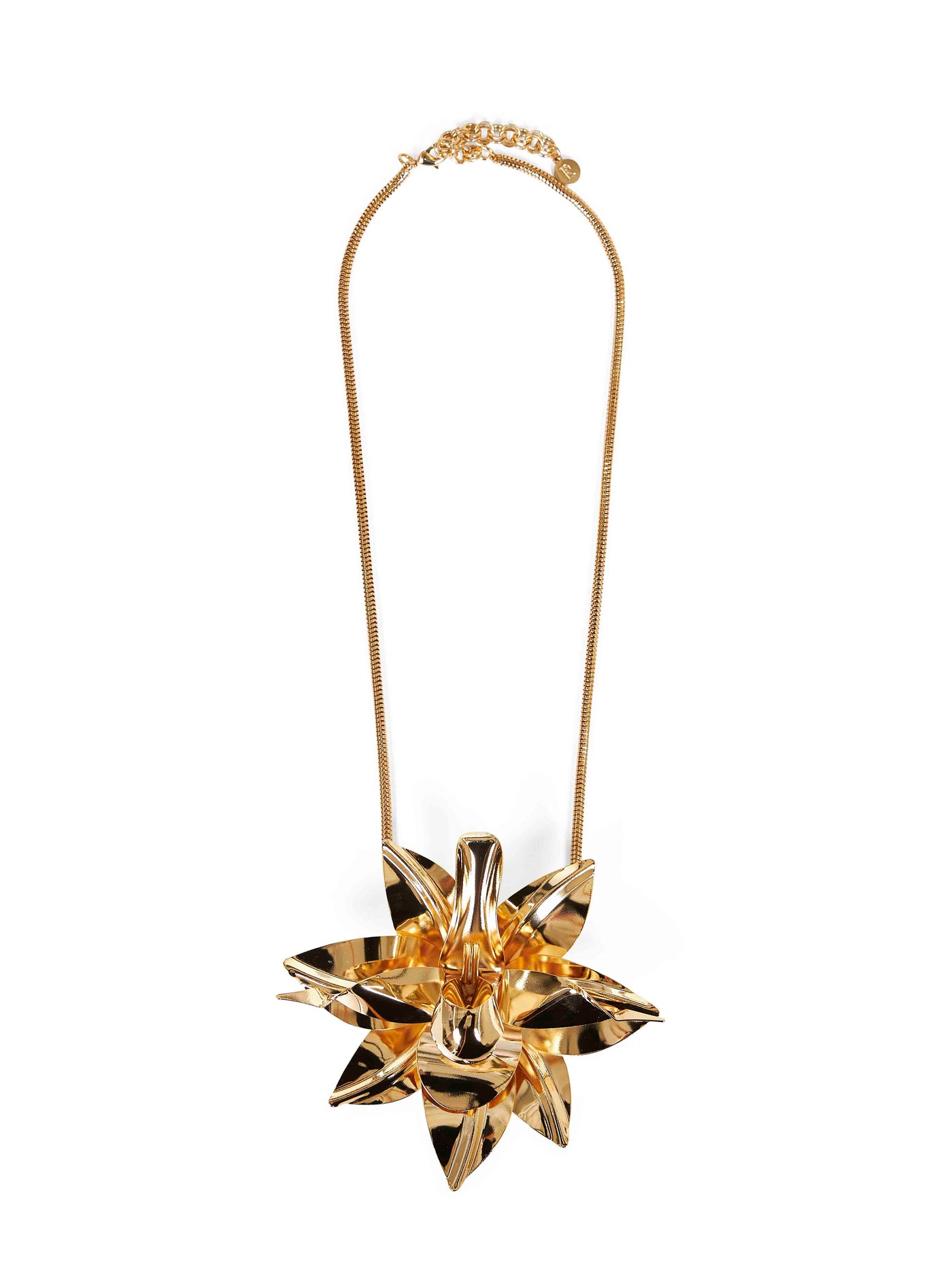Rabanne Oversized Flower Pendant Necklace — Gold Brass Necklaces