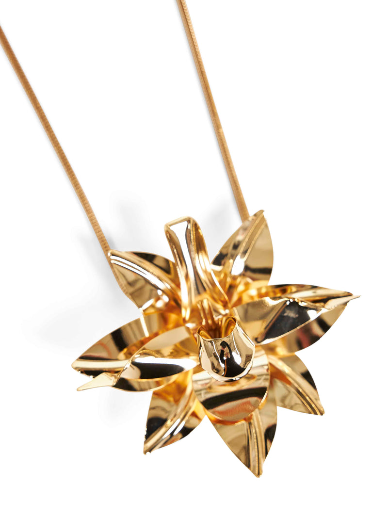 Rabanne Oversized Flower Pendant Necklace — Gold Brass Necklaces