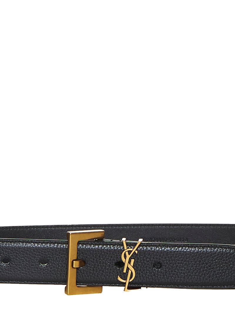 Saint Laurent Cassandre Belt — Black Calfskin Leather