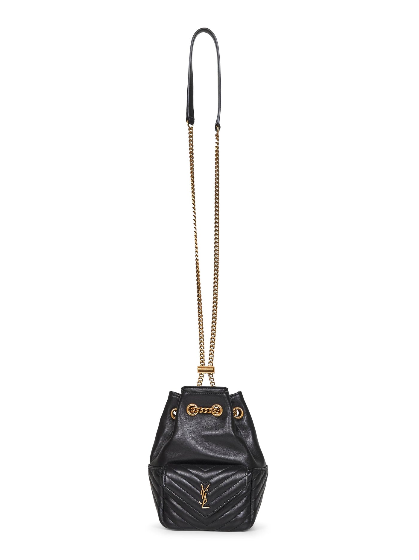 Saint Laurent Bucket Bag — Black Lambskin