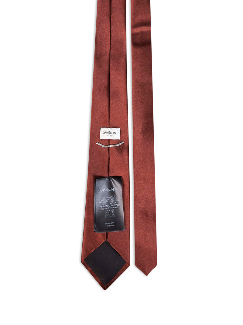 Saint Laurent Silk Satin Necktie — Brown Neckties