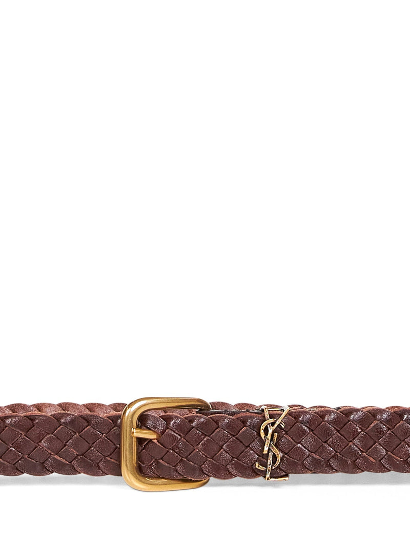 Saint Laurent Cassandre Belt — Brown Calfskin