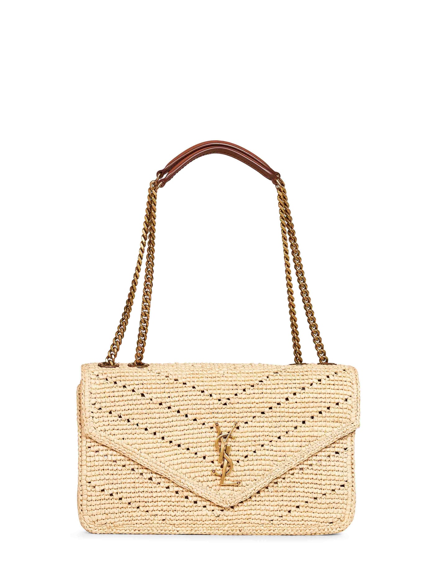 Saint Laurent Loulou Shoulder Bag — Beige Raffia