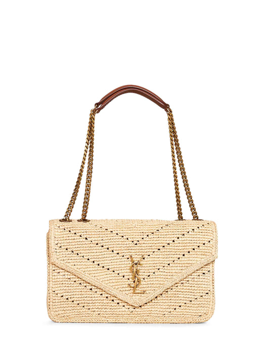 Saint Laurent Loulou Shoulder Bag — Beige Raffia
