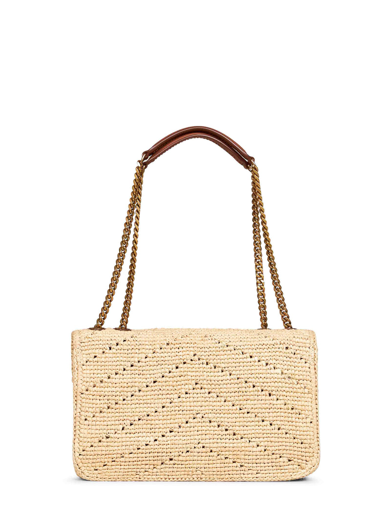 Saint Laurent Loulou Shoulder Bag — Beige Raffia