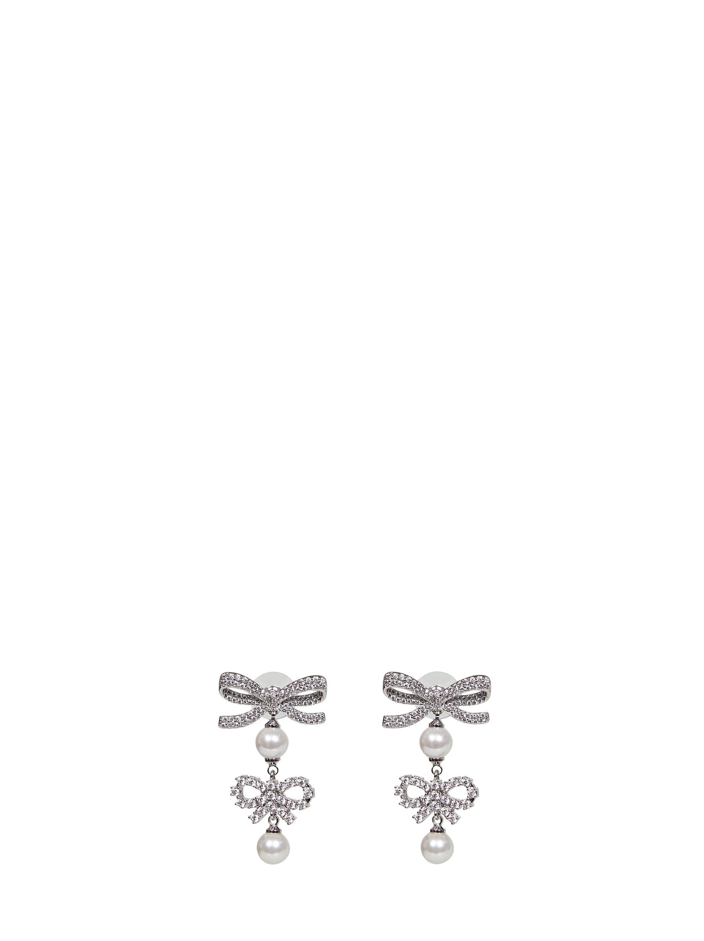 Self-Portrait Double Bow Pearl Earrings — Silver Metals & Alloys→copper