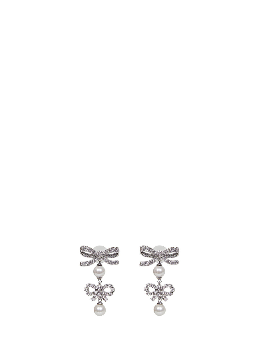 Self-Portrait Double Bow Pearl Earrings — Silver Metals & Alloys→copper
