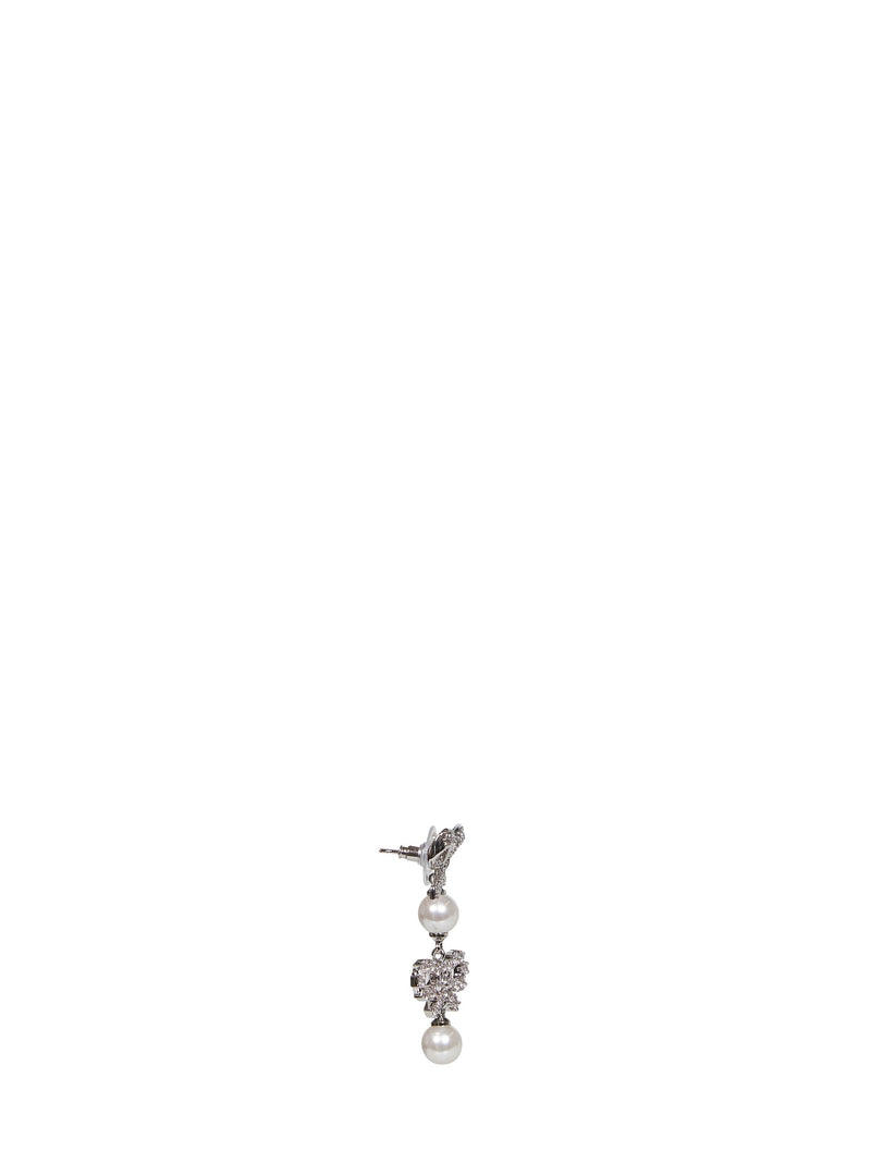 Self-Portrait Double Bow Pearl Earrings — Silver Metals & Alloys→copper