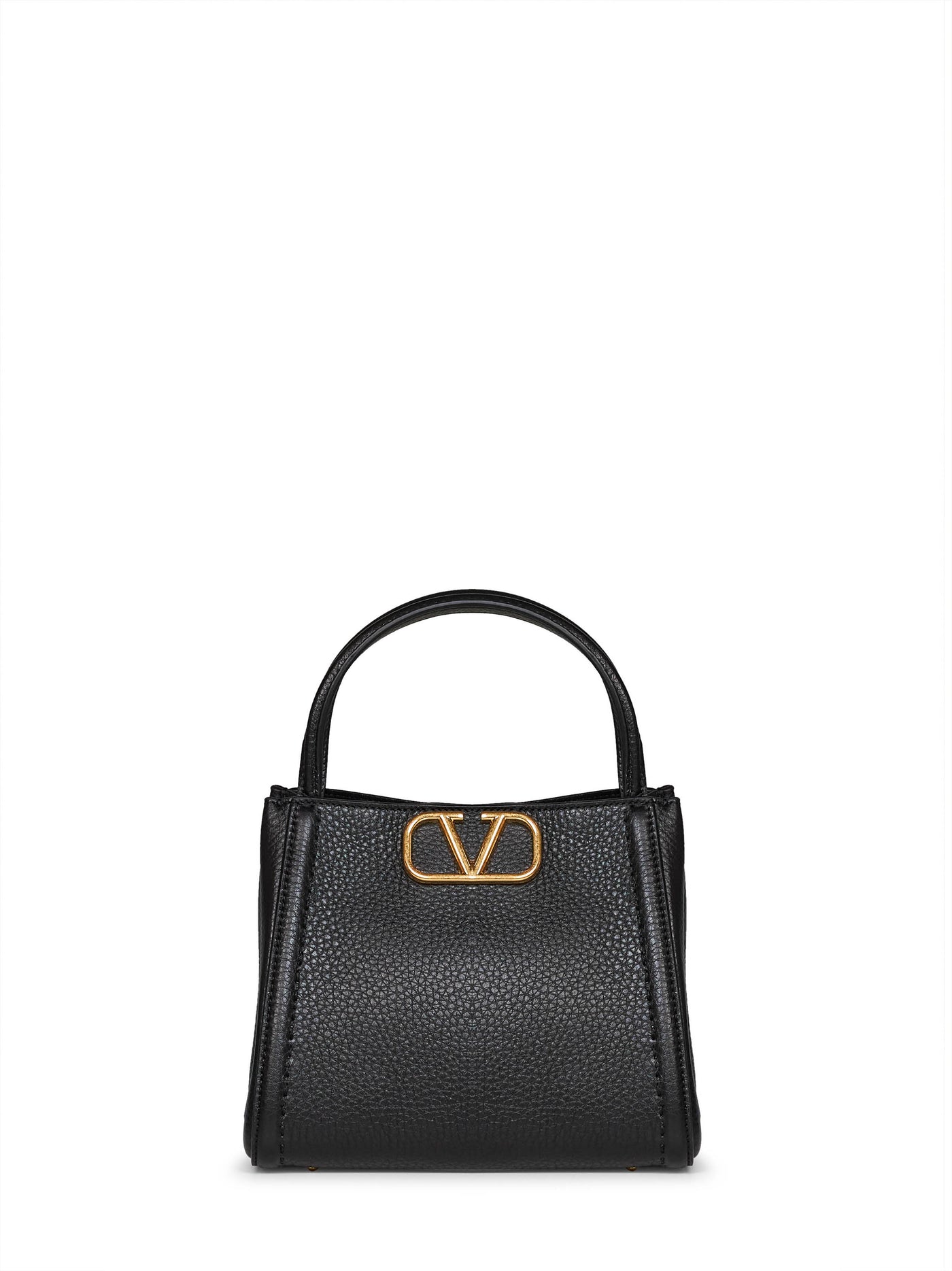 Valentino Garavani Alltime Top Handle Bag — Black Calf Leather