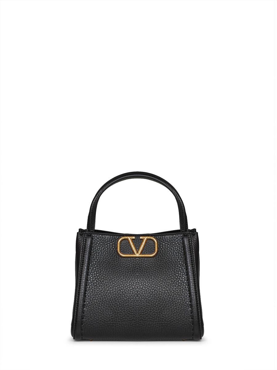 Valentino Garavani Alltime Top Handle Bag — Black Calf Leather