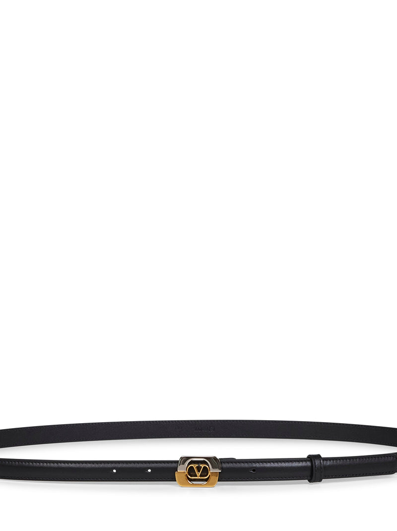 Valentino Garavani Vlogo Signature Leather Belt — Black Calf