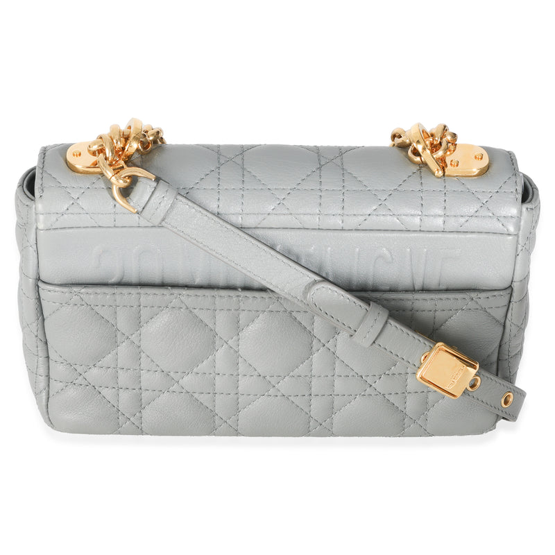 Christian Dior Blue Supple Calfskin Small Caro Chain Bag Blue; Gray Leather Handbag