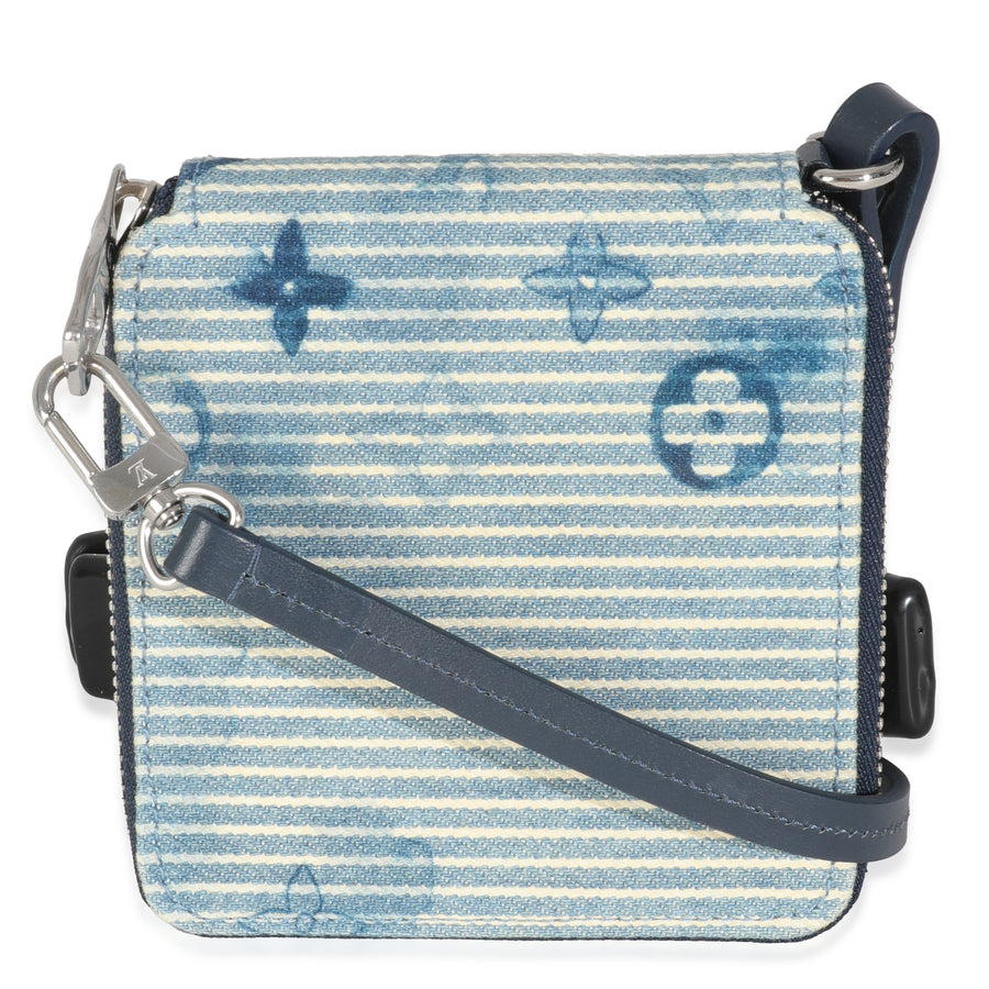 Louis Vuitton Blue Hickory Stripes Denim Monogram Watercolor Wallet On Strap