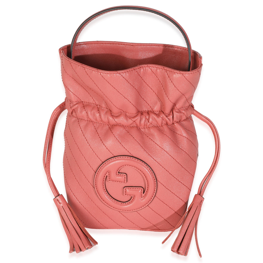 Gucci Pink Calfskin Blondie Bucket Bag Leather Handbag