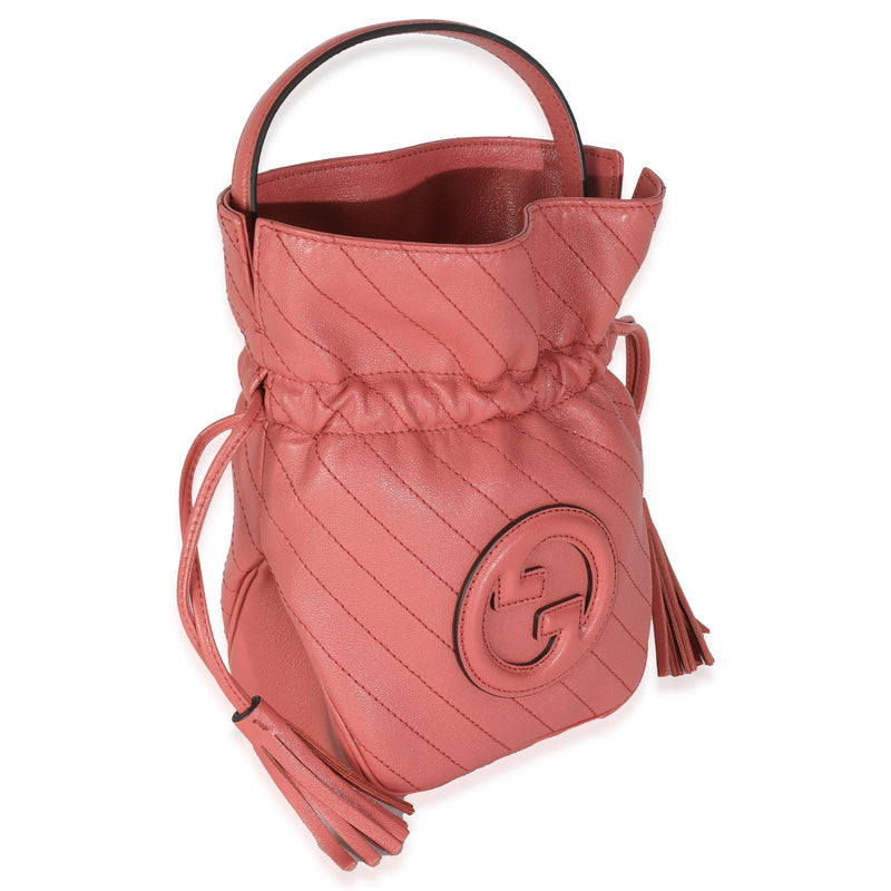 Gucci Pink Calfskin Blondie Bucket Bag Leather Handbag