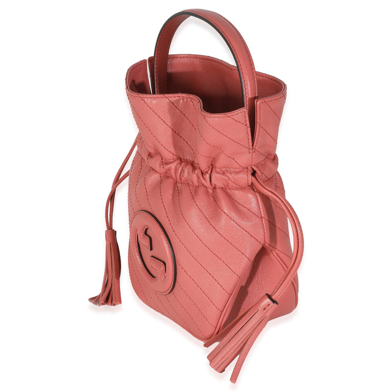 Gucci Pink Calfskin Blondie Bucket Bag Leather Handbag