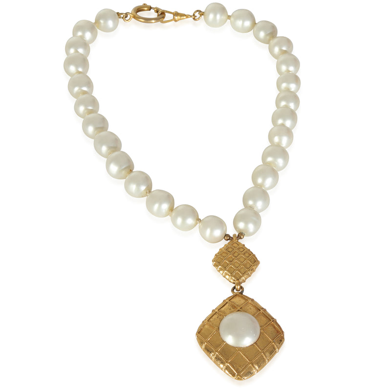 Chanel Gold-Plated Vintage Faux Pearl Necklace