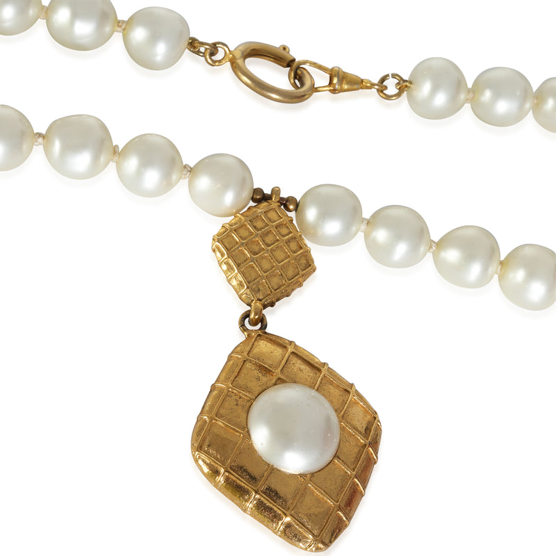 Chanel Gold-Plated Vintage Faux Pearl Necklace
