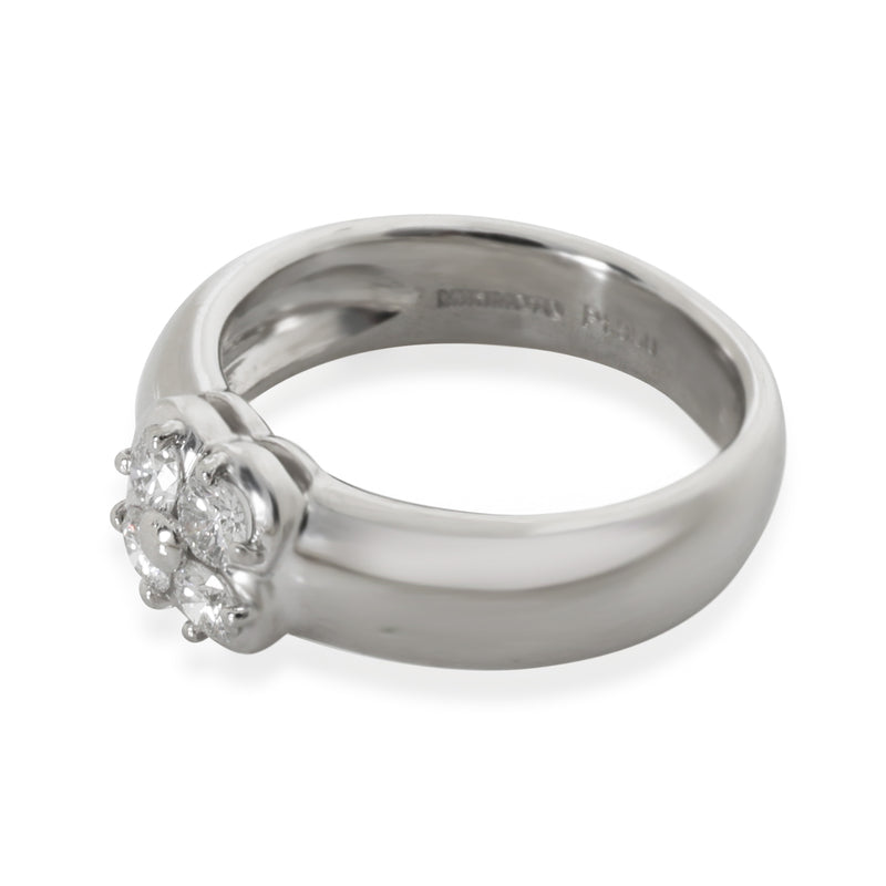 Mikimoto Platinum Diamond Vintage Clover Ring 950