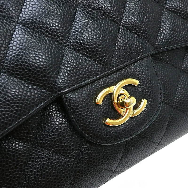 Chanel Timeless - Classic Double Flap Quilted Caviar Black Leather Bag
