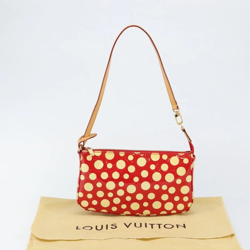 Louis Vuitton Pochette Accessoires Yayoi Kusama Painted Dots Monogram Vernis Red Patent_leather Bag