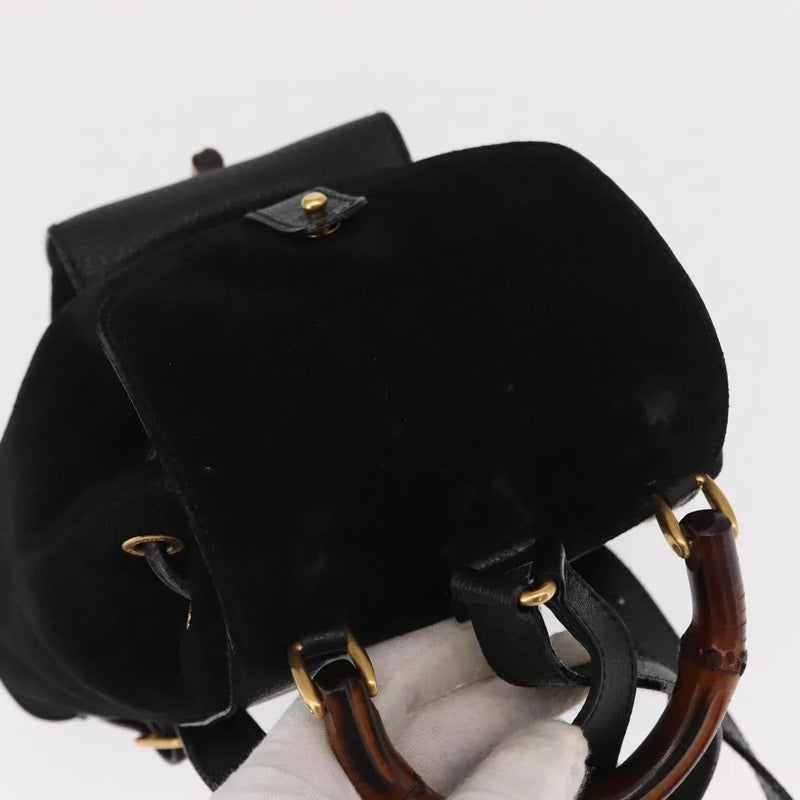 Gucci Vintage Bamboo Suede Black Bag