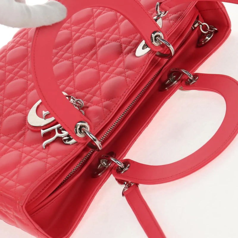 Christian Dior Lady Cannage Matelassé Pink Leather Bag