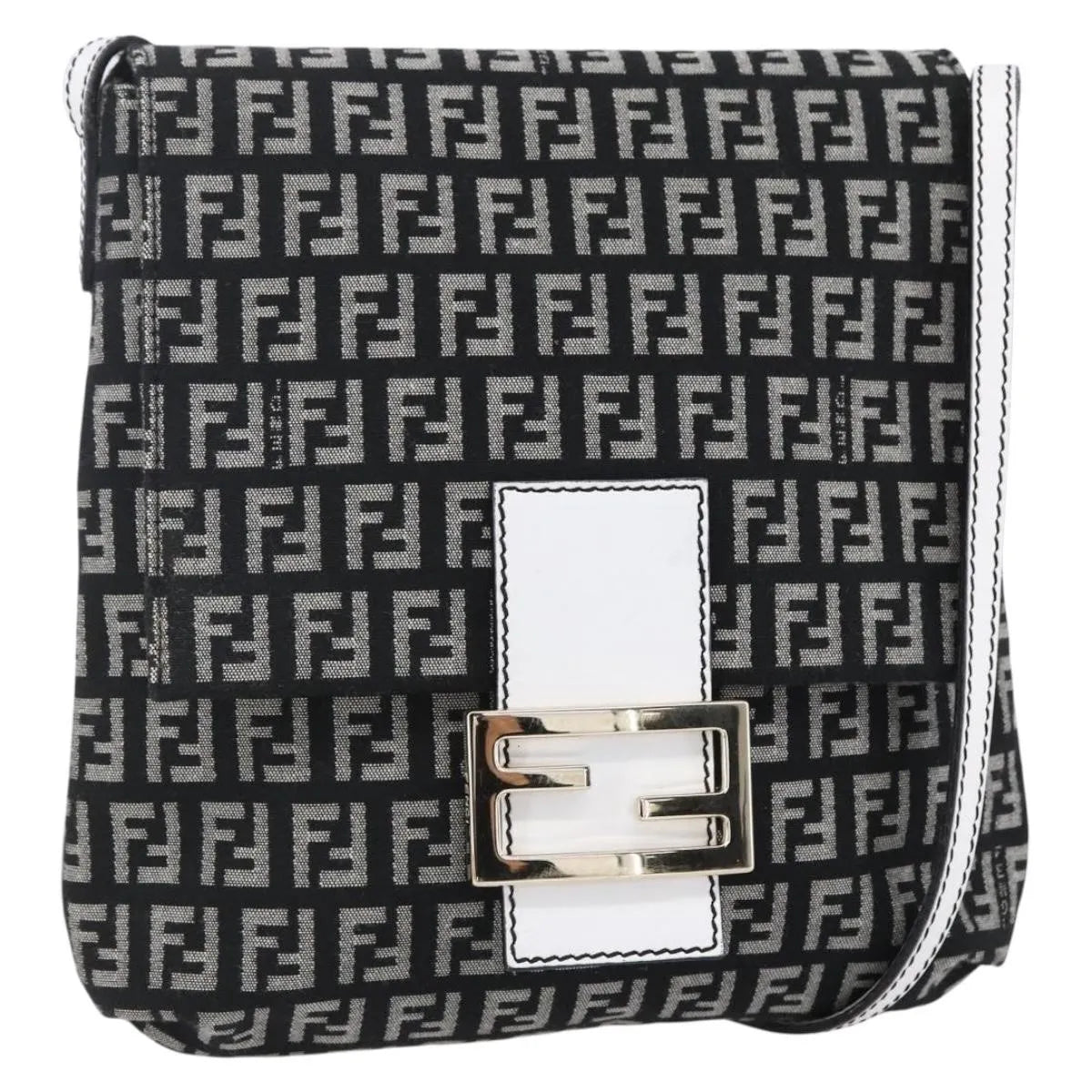 Fendi Vintage Flap Zucchino Canvas Black Bag