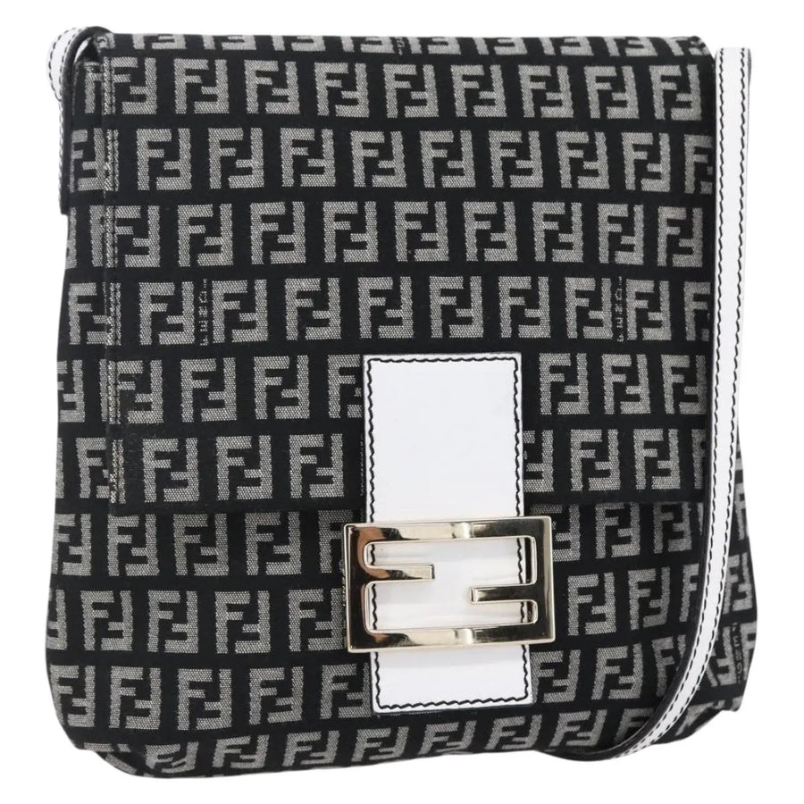 Fendi Vintage Flap Zucchino Canvas Black Bag