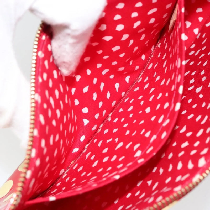Louis Vuitton Pochette Accessoires Yayoi Kusama Painted Dots Monogram Vernis Red Patent_leather Bag