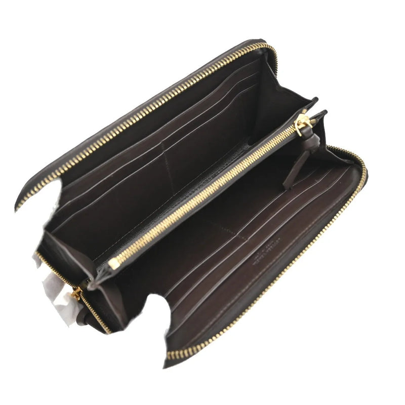 Bottega Veneta Intrecciato Long Zip Leather Brown Accessory