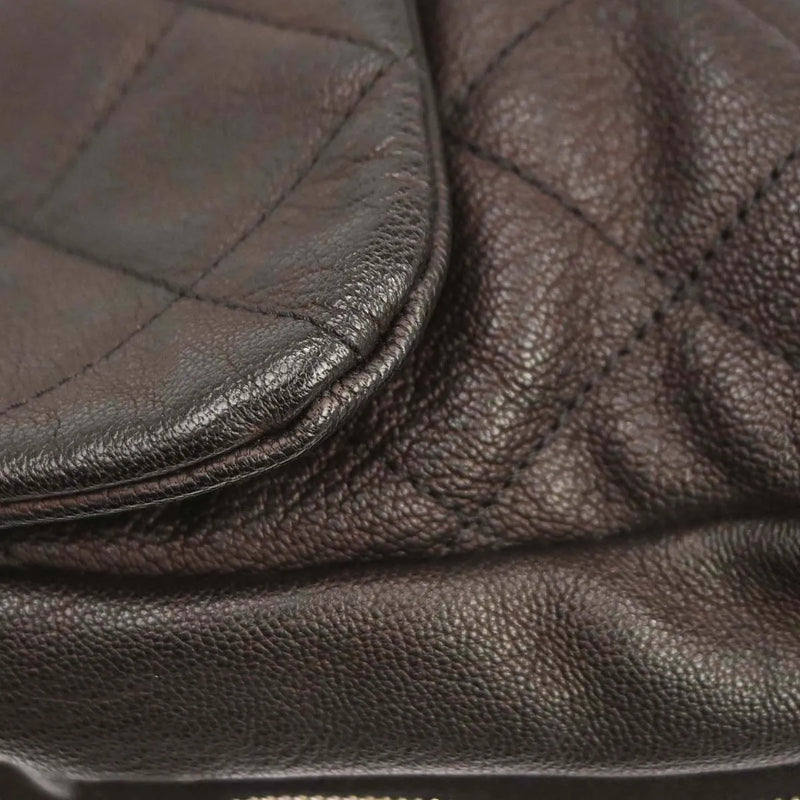 Chanel Coco Casual Flap Quilted Caviar Brown Leather Bag