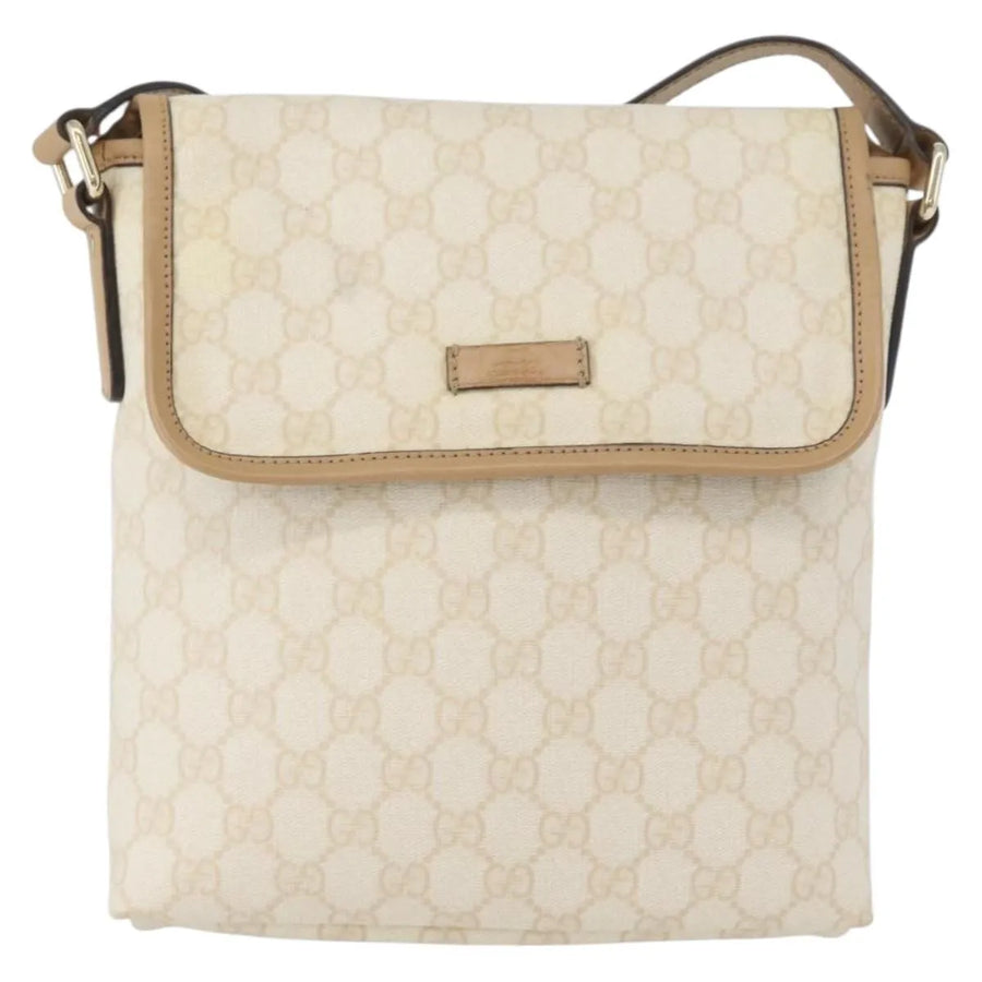Gucci Flap Messenger Gg Coated Canvas Beige Bag