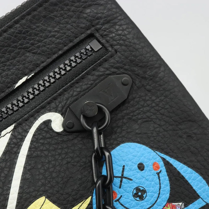 Louis Vuitton Lv Friends A4 Printed Monogram Taurillon Leather Black Canvas Bag