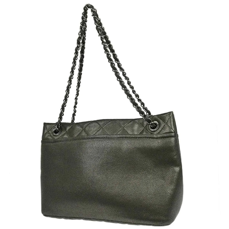 Chanel Timeless Cc Shopping Tote Quilted Caviar Metallic Leather Bag