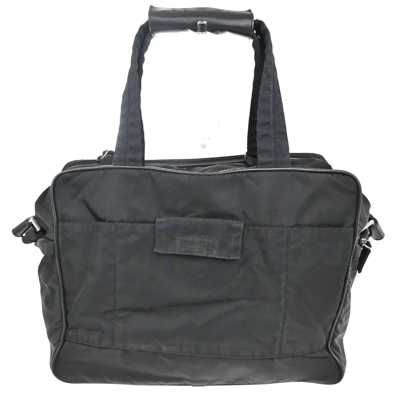 Prada Expandable Front Zip Boston Tessuto Black Nylon Bag